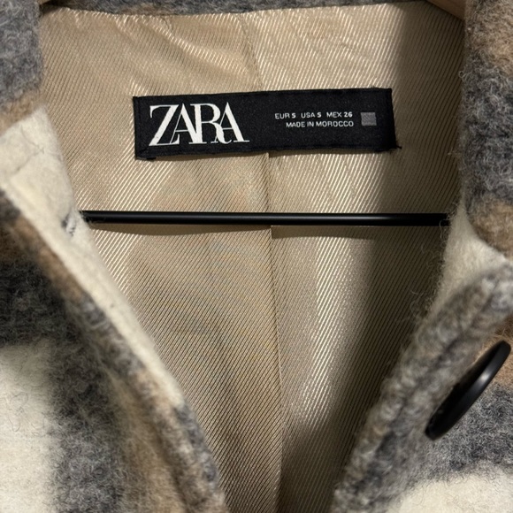 Zara Coat Jacket 65% Wool Plaid - Picture 5 of 10